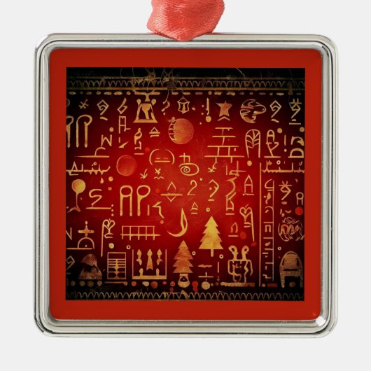 クリスマスのエジプト象形文字 4 メタルオーナメント (正面)