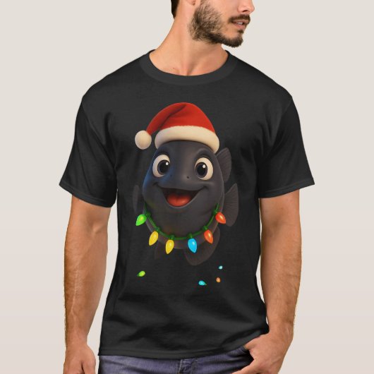 クリスマスのエスカロールフィッシュ Tシャツ (正面)