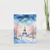 クリスマスのエッフェル塔 AI 水彩画 カード (正面)
