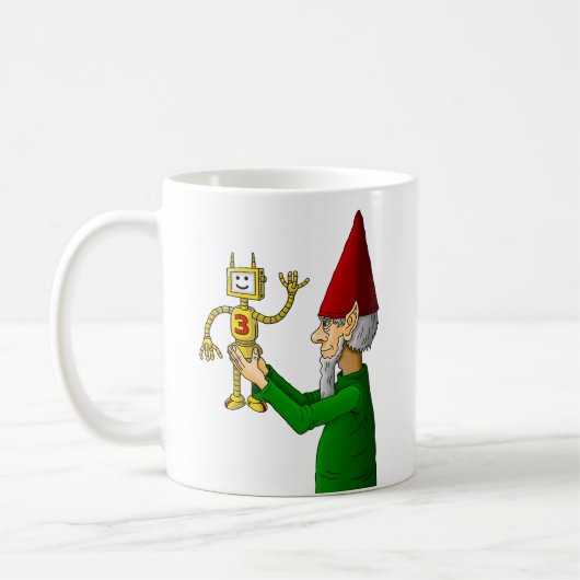 クリスマスのエルフとロボット コーヒーマグカップ (左)