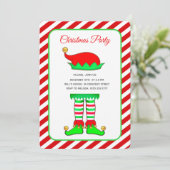 クリスマスのエルフの帽子 赤と白のクリスマス 招待状 (スタンド正面)