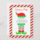 クリスマスのエルフの帽子 赤と白のクリスマス 招待状 (正面)