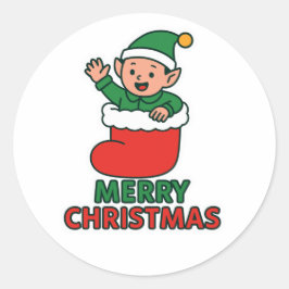 クリスマスのエルフ ラウンドシール