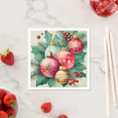 クリスマスのエレガンスの水彩 スタンダードカクテルナプキン (インサイチュ)