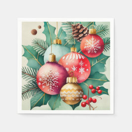 クリスマスのエレガンスの水彩 スタンダードカクテルナプキン