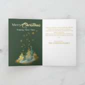 クリスマスのエレガンス: グリーンとゴールドのモミの木 カード (内部)