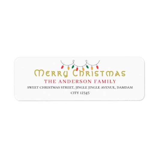 クリスマスのエレガントでシンプルな差出人住所 ラベル (正面)