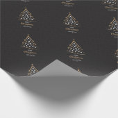 クリスマスのエレガントな優れた黒い金ゴールド ラッピングペーパー (角)
