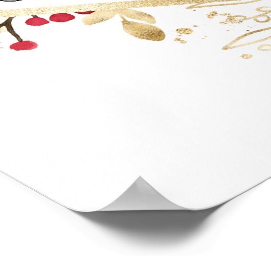 クリスマスのエレガント葉の赤ちゃんシャワー歓迎サイン ポスター (角)