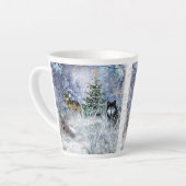 クリスマスのオオカミ コラージュアート カフェラテマグ (左アングル)