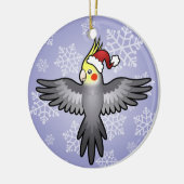 クリスマスのオカメインコ セラミックオーナメント (左)