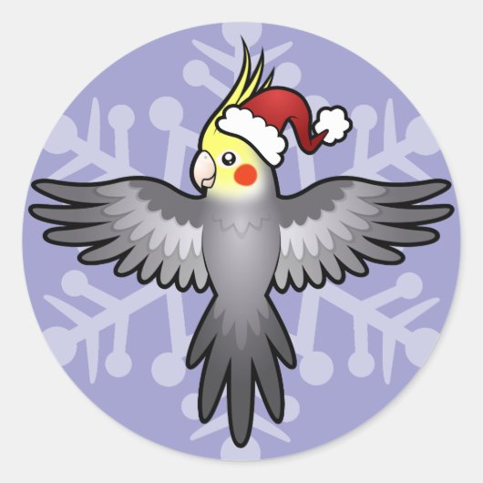 クリスマスのオカメインコ ラウンドシール (正面)