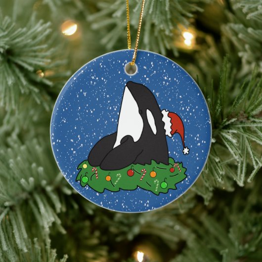 クリスマスのオルカ セラミックオーナメント (ツリー)
