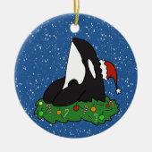 クリスマスのオルカ セラミックオーナメント (正面)