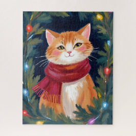 クリスマスのオレンジの猫の祭りのペット ジグソーパズル