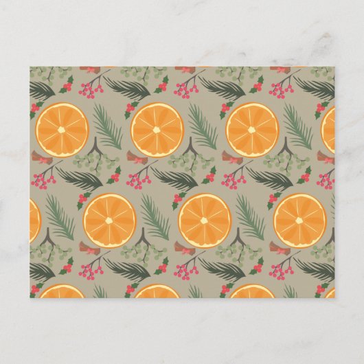 クリスマスのオレンジリースのプリント シーズンポストカード (正面)