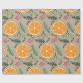 クリスマスのオレンジリースのプリント ラッピングペーパー (フラット)