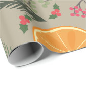 クリスマスのオレンジリースのプリント ラッピングペーパー (ロールコーナー)