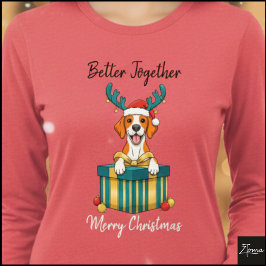 クリスマスのオレンジ色のポインターギフト グラフィック ノスカーフ トライブレンドTシャツ
