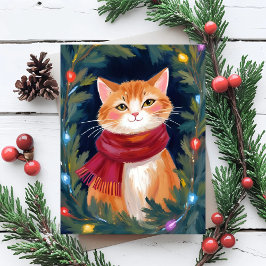 クリスマスのオレンジ色の猫のペット シーズンカード