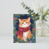 クリスマスのオレンジ色の猫のペット シーズンカード (スタンド正面)