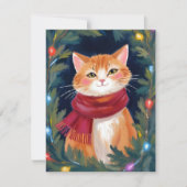 クリスマスのオレンジ色の猫のペット シーズンカード (正面)