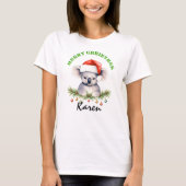 クリスマスのオーストラリアの動物コアラのマッチングの婦人服 Tシャツ (正面)