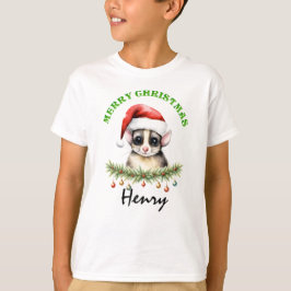 クリスマスのオーストラリアの動物 フクロモモンガ ファミリーマッチング ボーイ Tシャツ