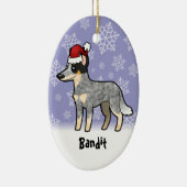 クリスマスのオーストラリアの牛犬/ケルピー セラミックオーナメント (右)