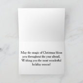 クリスマスのオーナメントが木の枝からぶら下がっている シーズンカード (内部)