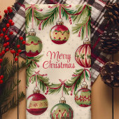 クリスマスのオーナメントと松の枝 キッチンタオル