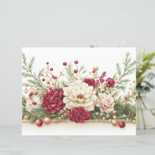 クリスマスのオーナメントと花のスクラップブッキングペーパー (スタンド正面)