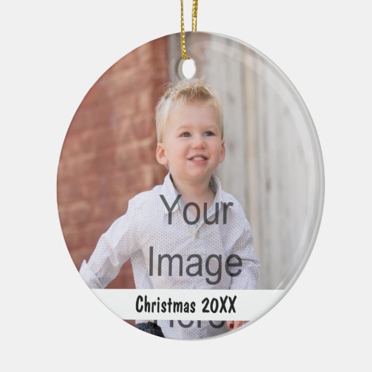 クリスマスのオーナメントに写真および文字を加えて下さい セラミックオーナメント (左)