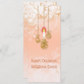 クリスマスのオーナメントに灯されたキャンドルと花の渦巻 招待状 (正面/裏面)