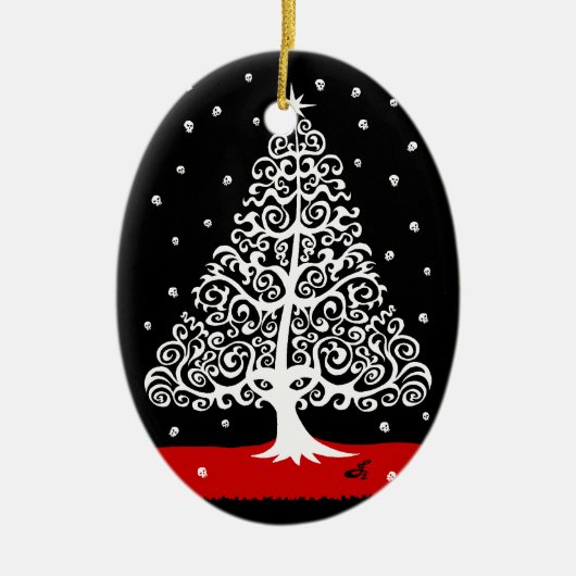 クリスマスのオーナメントのためのスカル セラミックオーナメント (正面)