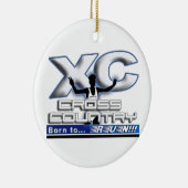 クリスマスのオーナメントのクロス・カントリーのモットーを走るために生まれて下さい セラミックオーナメント (右)