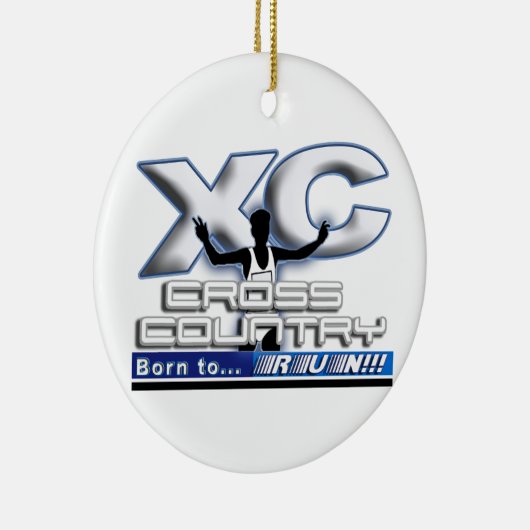 クリスマスのオーナメントのクロス・カントリーのモットーを走るために生まれて下さい セラミックオーナメント (右)