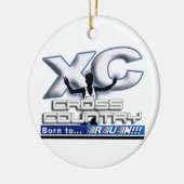 クリスマスのオーナメントのクロス・カントリーのモットーを走るために生まれて下さい セラミックオーナメント (左)