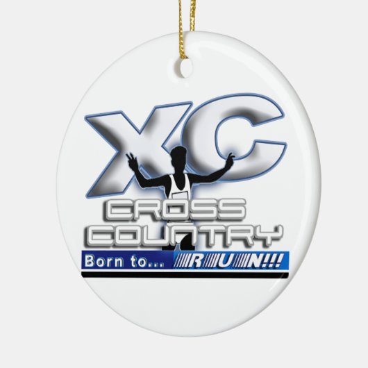 クリスマスのオーナメントのクロス・カントリーのモットーを走るために生まれて下さい セラミックオーナメント (左)