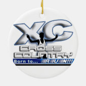 クリスマスのオーナメントのクロス・カントリーのモットーを走るために生まれて下さい セラミックオーナメント (裏面)