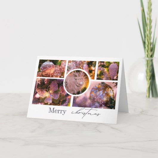 クリスマスのオーナメントのコラージュ #2 サンキューカード (正面)