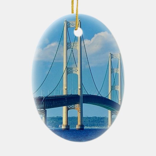 クリスマスのオーナメントのマキナック橋 セラミックオーナメント (裏面)