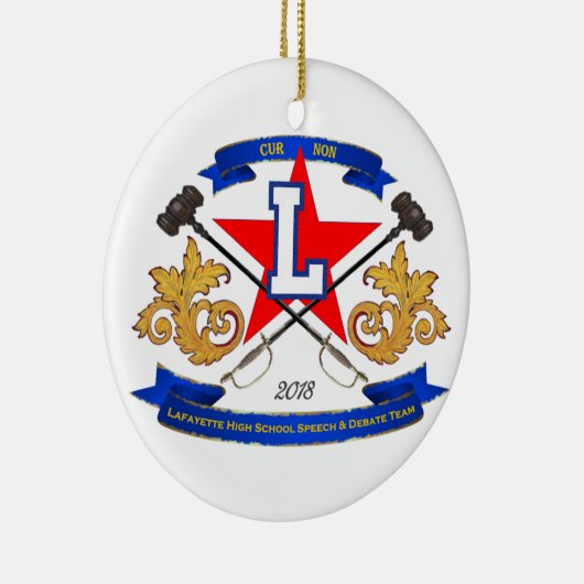 クリスマスのオーナメントのラファイエットのスピーチ及び討論のチーム セラミックオーナメント (右)