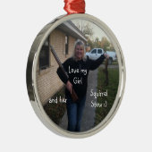 クリスマスのオーナメントのリスのシチューは写真を加えます メタルオーナメント (右)