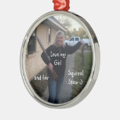 クリスマスのオーナメントのリスのシチューは写真を加えます メタルオーナメント (左)