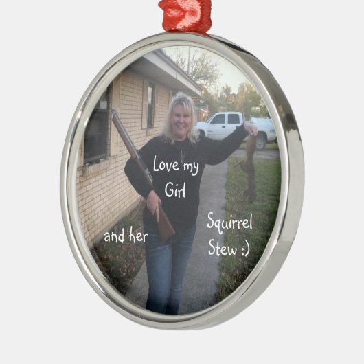 クリスマスのオーナメントのリスのシチューは写真を加えます メタルオーナメント (左)