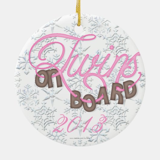 クリスマスのオーナメントの上のお母さんの双生児の期待 セラミックオーナメント (裏面)