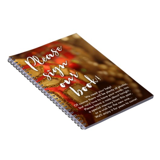 クリスマスのオーナメントの写真の休日のパーティの来客名簿 ノートブック (右側)