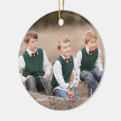 クリスマスのオーナメントの写真の前部およびメッセージの背部 セラミックオーナメント (左)