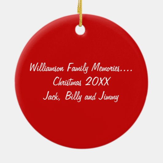 クリスマスのオーナメントの写真の前部およびメッセージの背部 セラミックオーナメント (裏面)